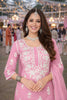 Lovely Pink Embroidered Georgette Sharara Suit with Dupatta for Wedding