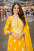 Stylish Yellow Embroidered Georgette Sharara Suit with Dupatta for Wedding