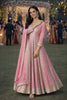 Stylish Pink Embroidered Chinon Anarkali Salwar Suit with Dupatta for Wedding