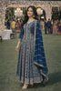 Stunning Navy Blue Chinon Embroidered Anarkali Gown with Dupatta for Women