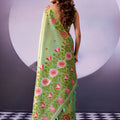 Captivating Pista Green Tissue Silk Saree Multicolor Floral Printed Work for Women