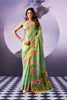 Captivating Pista Green Tissue Silk Saree Multicolor Floral Printed Work for Women