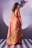 Radiant Peach Pink Tissue Silk Saree Multicolor Floral Printed Work for Women