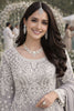 Elegant Grey Embroidered Premium Georgette Readymade Palazzo Suit with Dupatta