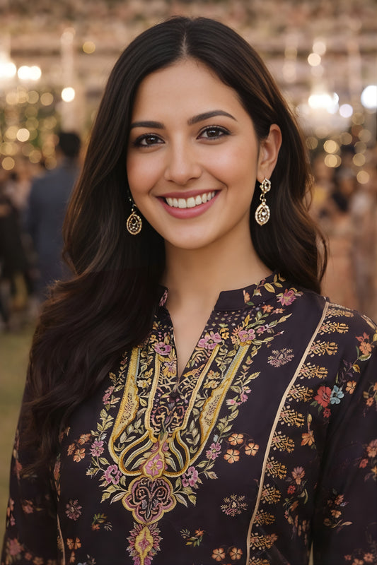 Stunning Black Floral Printed Premium Rayon Palazzo Suit with Dupatta for Wedding