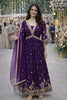 Trendy Purple Georgette Embroidered Party Wear Gown with Dupatta for Women