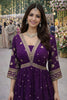 Trendy Purple Georgette Embroidered Party Wear Gown with Dupatta for Women