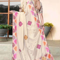 Elegant Cream H O Silk Digital Print Heavy Hand Work Saree Border for Women