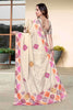 Elegant Cream H O Silk Digital Print Heavy Hand Work Saree Border for Women