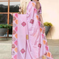 Stylish Lavender H O Silk Digital Print Hand Work Saree Border for Women