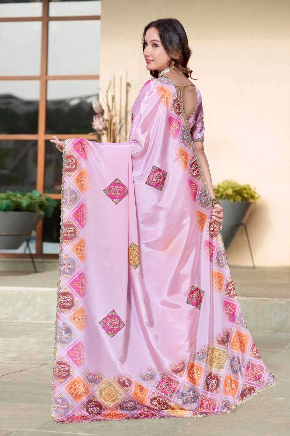 Stylish Lavender H O Silk Digital Print Hand Work Saree Border for Women