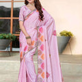 Stylish Lavender H O Silk Digital Print Hand Work Saree Border for Women
