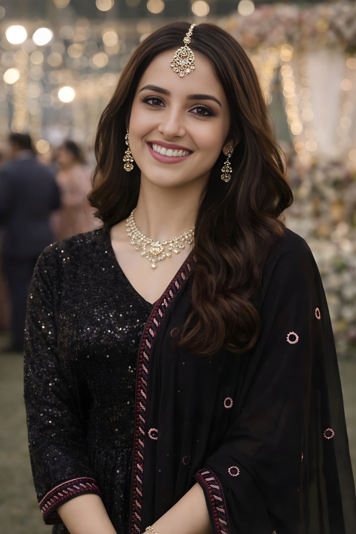 Amazing Black Georgette Embroidered Readymade Anarkali Suit with Dupatta for Women