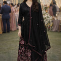 Amazing Black Georgette Embroidered Readymade Anarkali Suit with Dupatta for Women