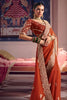 Rust Orange Georgette Saree Heavy Zari Embroidery Designer Blouse