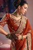 Rust Orange Georgette Saree Heavy Zari Embroidery Designer Blouse