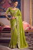  Lime Green Georgette Saree Heavy Zari Embroidery Designer Blouse 