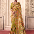 Graceful Olive Green Dola Zari Silk Saree with Heavy Embroidery Thread Work for Women