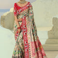 
Elegant Cream Pure Patola Silk Saree Mirror Moti Cut-Dana Work for Women
