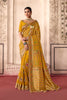 Premium Mustard Yellow Dola Zari Silk Saree with Heavy Embroidery Thread Work for Women