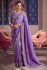 Lavender Purple Georgette Saree Heavy Zari Embroidery Designer Blouse
