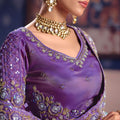 Lavender Purple Georgette Saree Heavy Zari Embroidery Designer Blouse