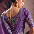 Lavender Purple Georgette Saree Heavy Zari Embroidery Designer Blouse