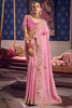  Pink Georgette Saree with Heavy Zari Embroidery Designer Blouse 