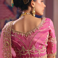 Pink Georgette Saree with Heavy Zari Embroidery Designer Blouse