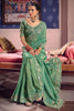 Sea Green Georgette Saree Heavy Zari Embroidery Designer Blouse