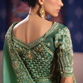 Sea Green Georgette Saree Heavy Zari Embroidery Designer Blouse