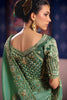 Sea Green Georgette Saree Heavy Zari Embroidery Designer Blouse
