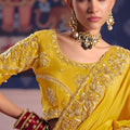 Yellow Georgette Saree with Heavy Zari Embroidery Designer Blouse
