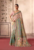 Grateful Sea Green Dola Zari Silk Saree with Heavy Embroidery Thread Work for Women