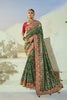 Magnificent Dark Green Pure Patola Silk Saree Mirror Moti Cut-Dana Work for Women