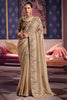  Beige Georgette Saree Heavy Zari Stone Embroidery Designer Blouse 