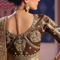 Beige Georgette Saree Heavy Zari Stone Embroidery Designer Blouse