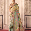 Lovely Green Dola Zari Silk Saree with Heavy Embroidery Thread Work for Women