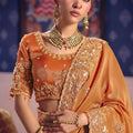Mustard Orange Georgette Saree Heavy Zari Embroidery Designer Blouse