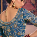Sky Blue Georgette Saree Heavy Zari Embroidery Designer Blouse