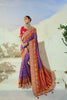 Lovely Purple Pure Patola Silk Saree Mirror Moti Cut-Dana Work for Women