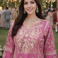 Beautiful Pink Shimmer Silk Wedding Wear Readymade Salwar Suit for Women