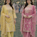 Beautiful Pink Shimmer Silk Wedding Wear Readymade Salwar Suit for Women