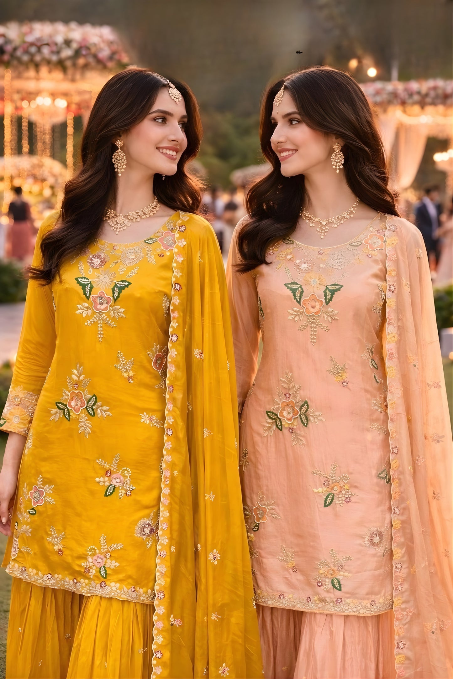 Gorgeous Yellow Viscose  Embroidered Readymade Palazzo Suit Set with Dupatta for Women