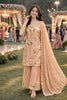 Elegant Peach Viscose Embroidered Readymade Palazzo Suit Set with Dupatta for Women