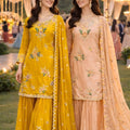 Elegant Peach Viscose Embroidered Readymade Palazzo Suit Set with Dupatta for Women