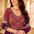 Purple Silk Saree with Embroidered Border Designer Blouse