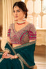 Teal Green Embroidered Saree with Designer Blouse Party Wear