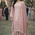 Elegant Blush Pink Chinon Silk Embroidered Straight Salwar Suit with Dupatta