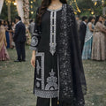 Stunning Black Chinon Silk Embroidered Straight Salwar Suit Set with Dupatta